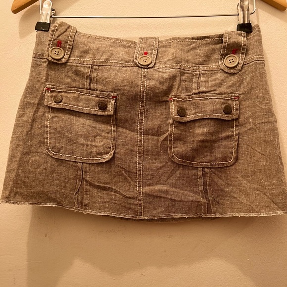 Dollhouse Y2K Tan Linen Mini Skirt W/ Pockets - Picture 4 of 7